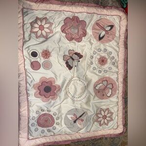 Kids Line embroidered Flower Butterfly Green‎ Baby Kids Quilt Blanket
